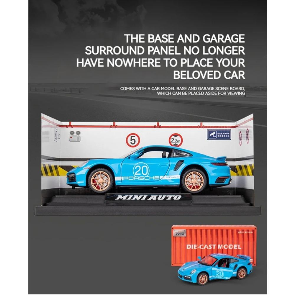 1/32 Scale Porsche 911 Turbo S Diecast Metal Model Toy Sports Car with Sound And Light For Kids Adults