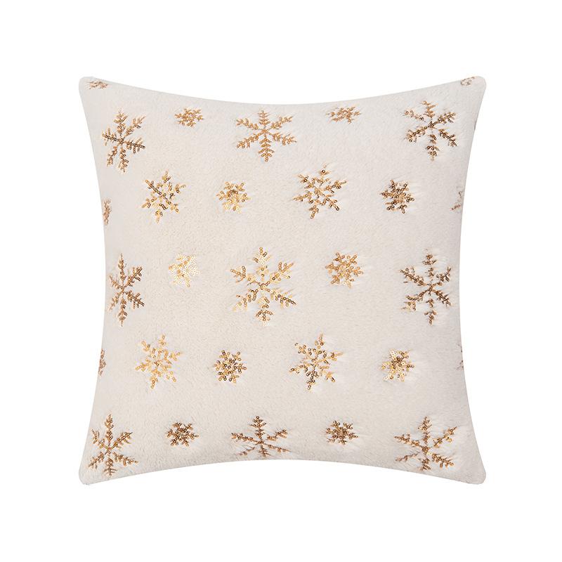 Christmas Snowflake Pillow Case Sequin Embroidered Pillow Model Living Room Sofa Cushion American Festive Atmosphere Pillow