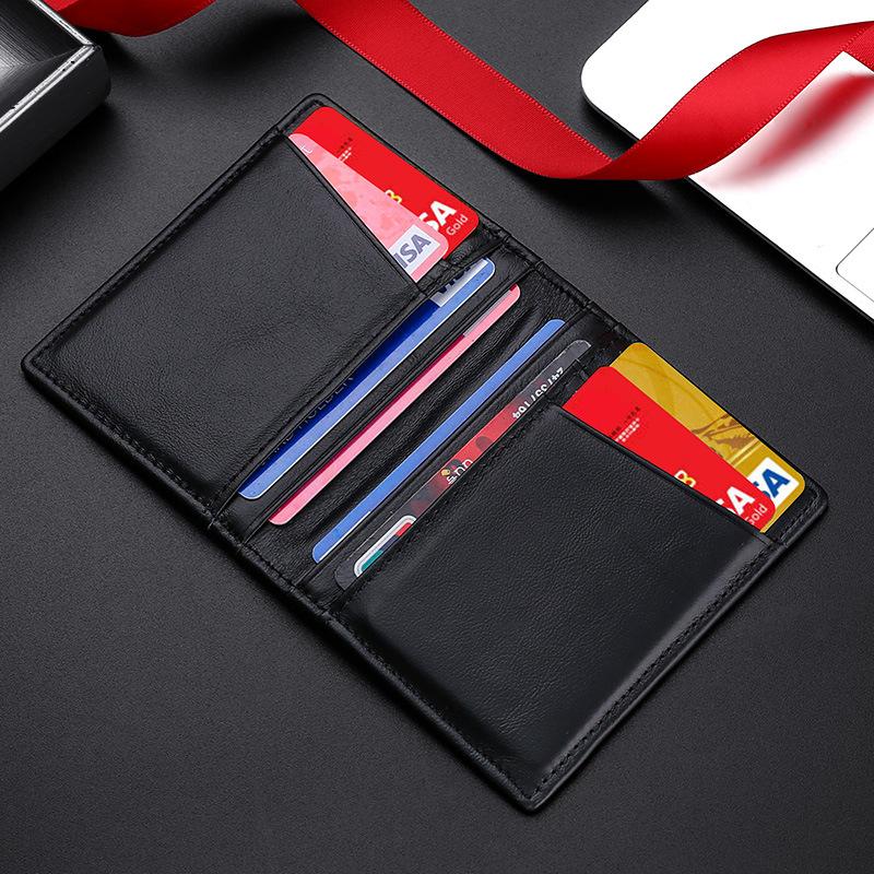 Męski Minimalistyczny Cienki Portfel na Karty Kredytowe Męski Prawdziwa Skóra Portmonetka na Karty Bankowe Ultra Cienki Mini Mały Uchwyt na Kartę Identyfikacyjną Rfid