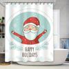 Tu Festive Christmas Shower Curtain Santa Claus Holiday Decor Bathroom Set Waterproof Home Xmas Party Backdrop
