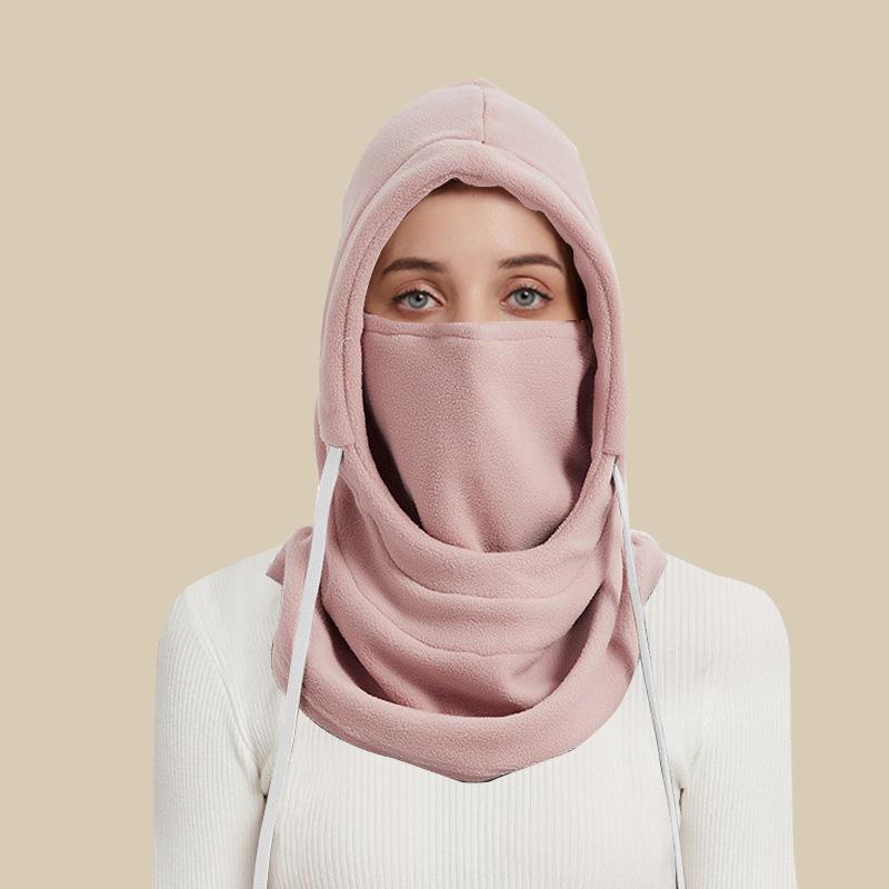 Femme Hiver Chaud Cagoule Bonnet Peluche Chapeau de Ski Cache-Visage Cyclisme Bonnet d'Hiver Tête Cou Visage Chauffant Écharpe Polaire
