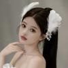 White Feather Tassel Headdress: Bridal Hair Clip for Photography & Travel