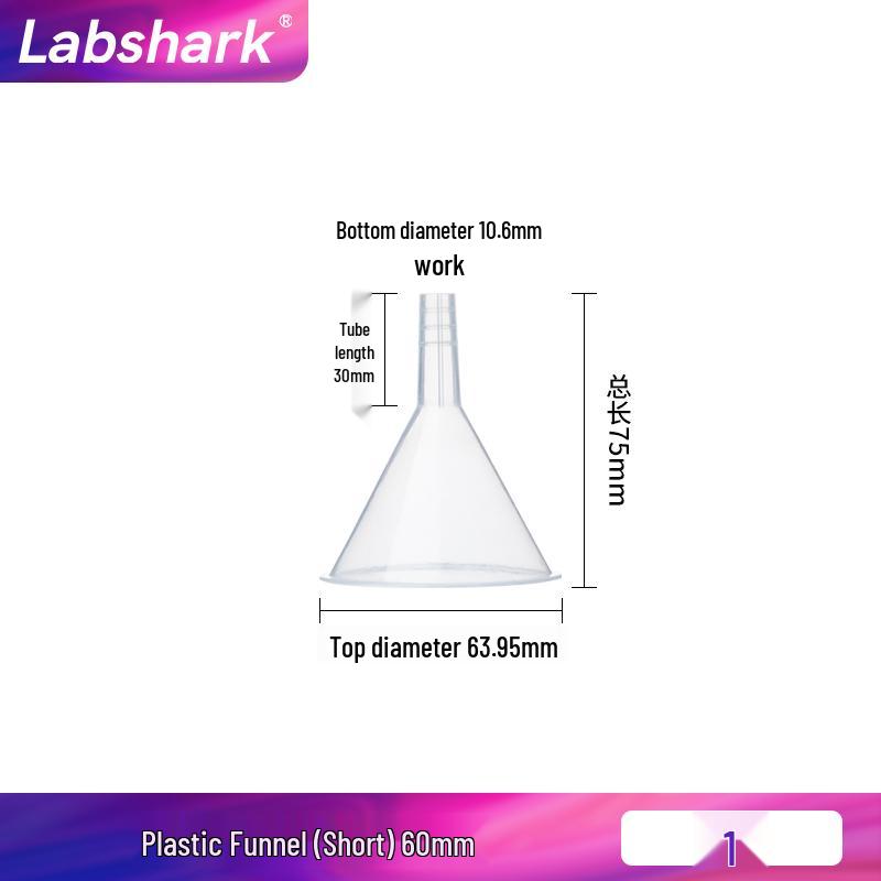 Laboratorní plastový nálevka - Silný průhledný kuželový design, Dlouhá krční část, Velká velikost, Malý průměr.