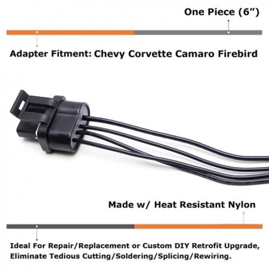 4-Way PT1929 Female Alternator Repair Connector Plug w/ 6" Harness For 88-92 GM