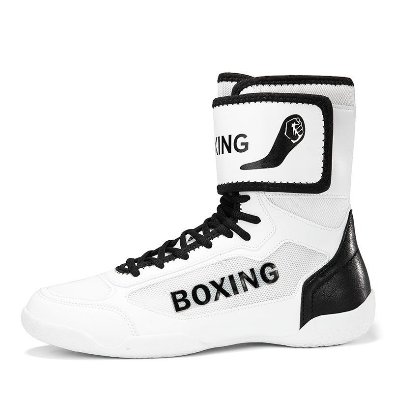 Pánské nadměrné vysoké pohodlné zápasnické boty, bojový trénink, odolné proti opotřebení a protiskluzové boxerské boty