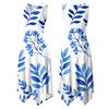Women's Casual Sleeveless Floral Print Dress Round Neck Irregular Hem Mid-Length Dress Lightweight Summer Dress