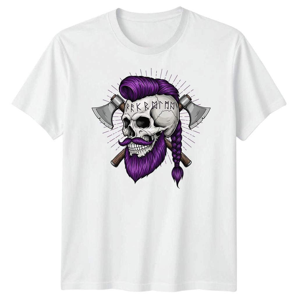 Fekrbinn Runic Viking Skull Axes Mythology Mens Womens Graphic Tee