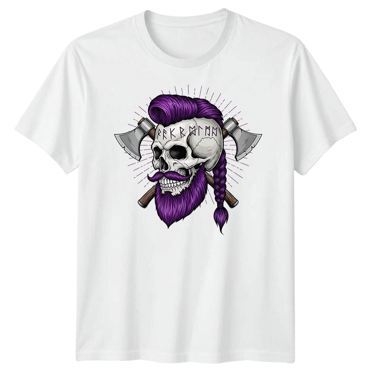 

Fekrbinn Runic Viking Skull Axes Mythology Mens Womens Graphic Tee 2XL