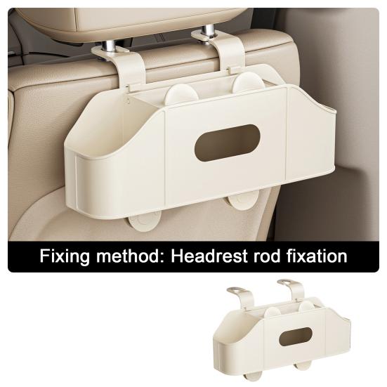 Car Backseat Organizer with Cup Holder Tissue Box Multifunctional Universal Automotive Seat Headrest Hanging Storage Box Hook Car Accessories