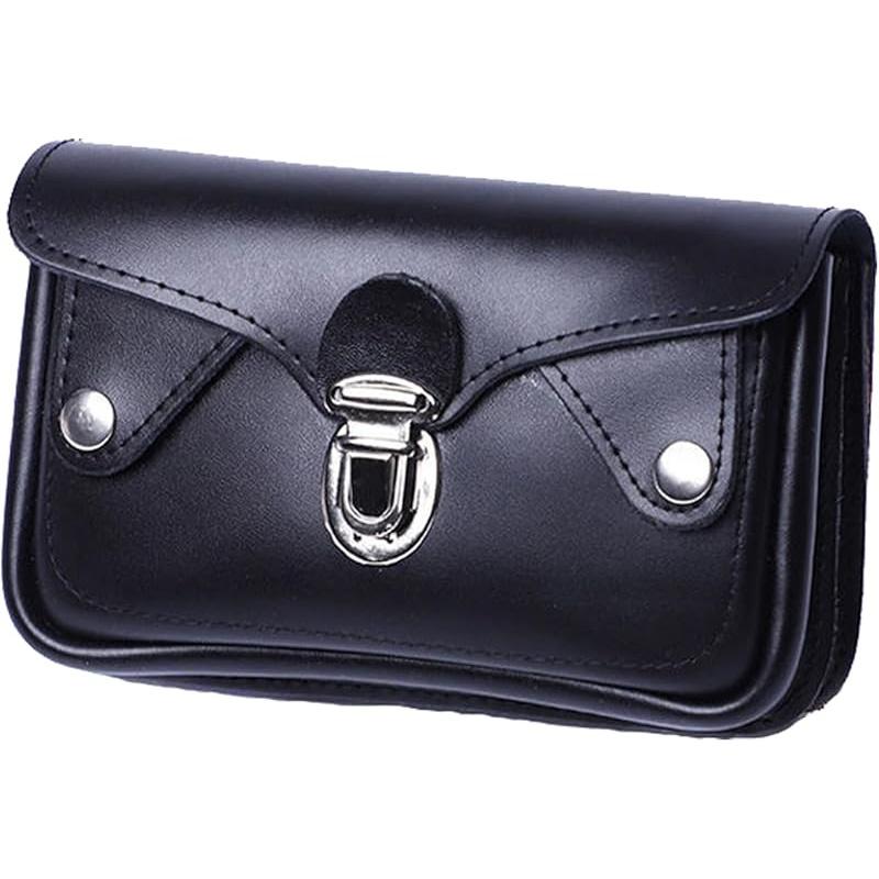 Leather Phone Holster Cowhide Material Belt Wallet Holder Belt Mount Portable Double-Layer Design 4 compartments Leather Belt Pouch Large Capacity