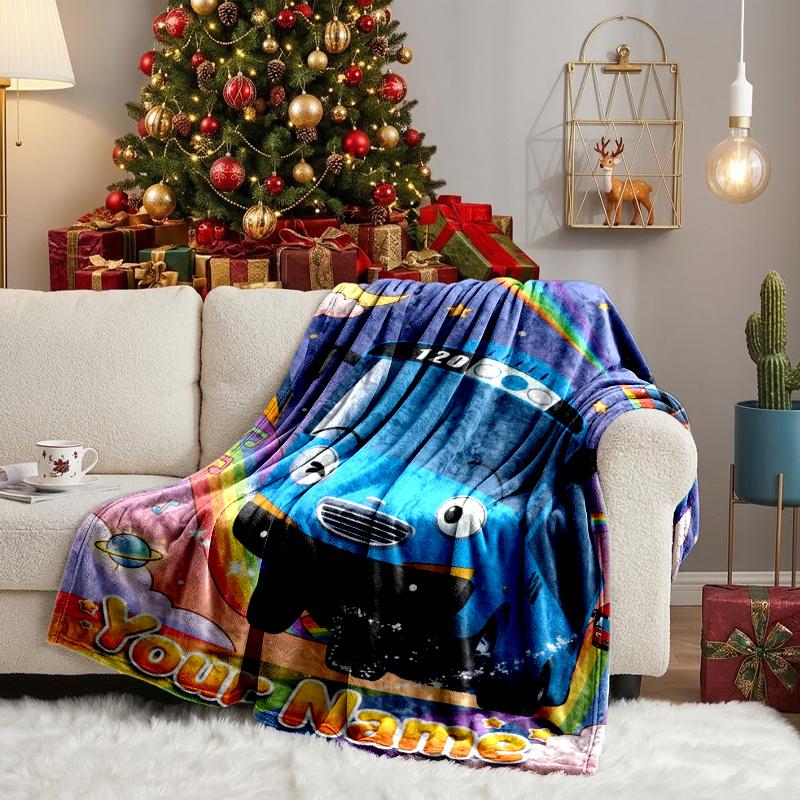 Custom Personalized Blanket Mateo Little Bus Soft Throw Blanket, Suitable for Family and Friends, Sofa Blanket,Home Decor Christmas gift