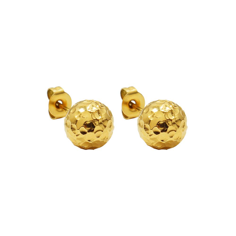 Marka French Small Gold Ball Stud Earrings: 18k Gold-Plated Titanium Steel Jewelry for Women