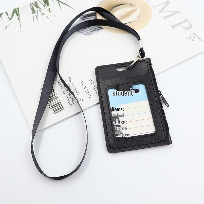 Leder Lanyard Kartenhalter für Studenten - Reißverschlussdesign, passend für Zugangs-, Bus- und Ausweiskarten