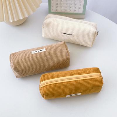 Pencil Case Large Capacity Corduroy Pencil Bag Multi-Purpose Stationery Bag Zipper Placket Makeup
