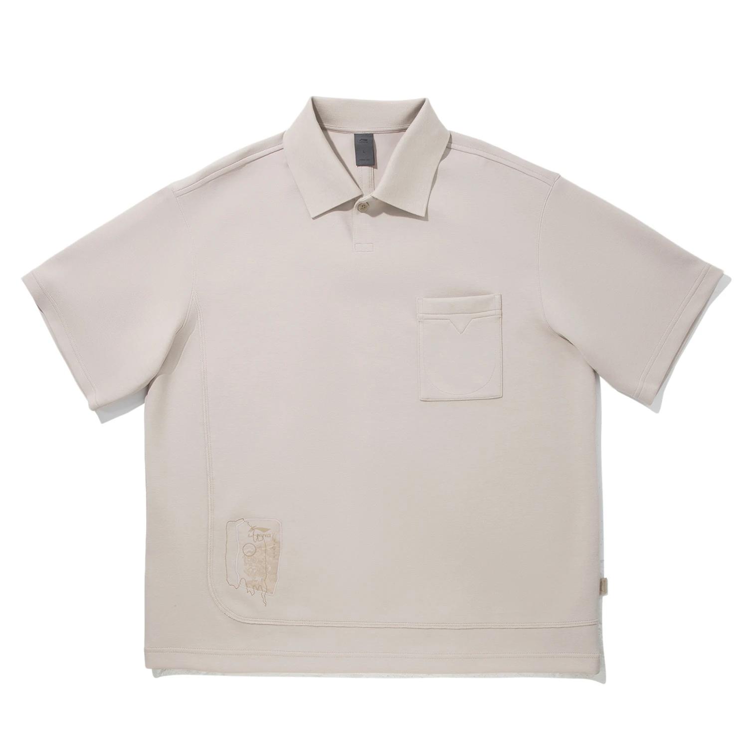 

Li Ning Серия Кунг-фу Принт Мягкая Удобная Свободного Кроя Футболка-поло с Коротким Рукавом Мужская Футболка-поло APLV529-1 M