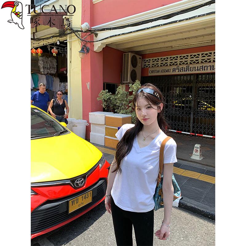 Women s Summer Slim Fit V-Neck Short Sleeve T-Shirt 2XL