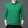 Autumn New Long-T-Shirt Men's Lapel Polo Shirt Youth Business Slim Solid Color Long Sleeve Men's Clothing