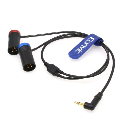 Eonvic 3.5mm Right-Angle TRS To Double Low-Profile XLR 3-Pin Male Y Cable for Rode Wireless GO II Dual-Channel Wireless Microphone Receiver with Recor