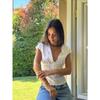 New Arrival White V-neck Lace Embroidered Slim Fit Crop Top, Casual Short Top for Women, Hot Selling Crossborder Women's Apparel