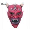 Comfortable Horror Props for Adults Red Devil Masque, Scary Demon Full Face Masque with Halloween Horn, Adult Latex Cosplay Costume Halloween, Haunted