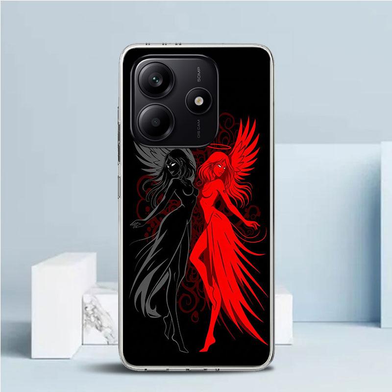 Angel Wings Devil Bad Soft Cover for Xiaomi Redmi Note 15 14 13 12 Pro Plus Phone Case 14S 11S 11T 11E 10S 10 4G Pattern Shell R