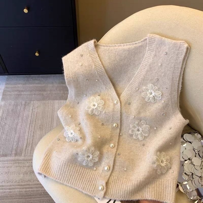 Women's Knitted Vest Gilet Spring Loose Lazy Style Women's Sweater Cardigan Outerwear Top