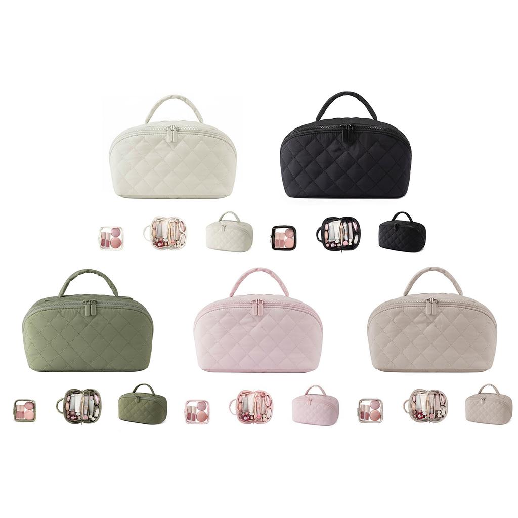 Travel Makeup Bag Large Capacity Cosmetic Bags for Women Makeup Waterproof Portable Pouch Open Flat Toiletry Bag with Handle