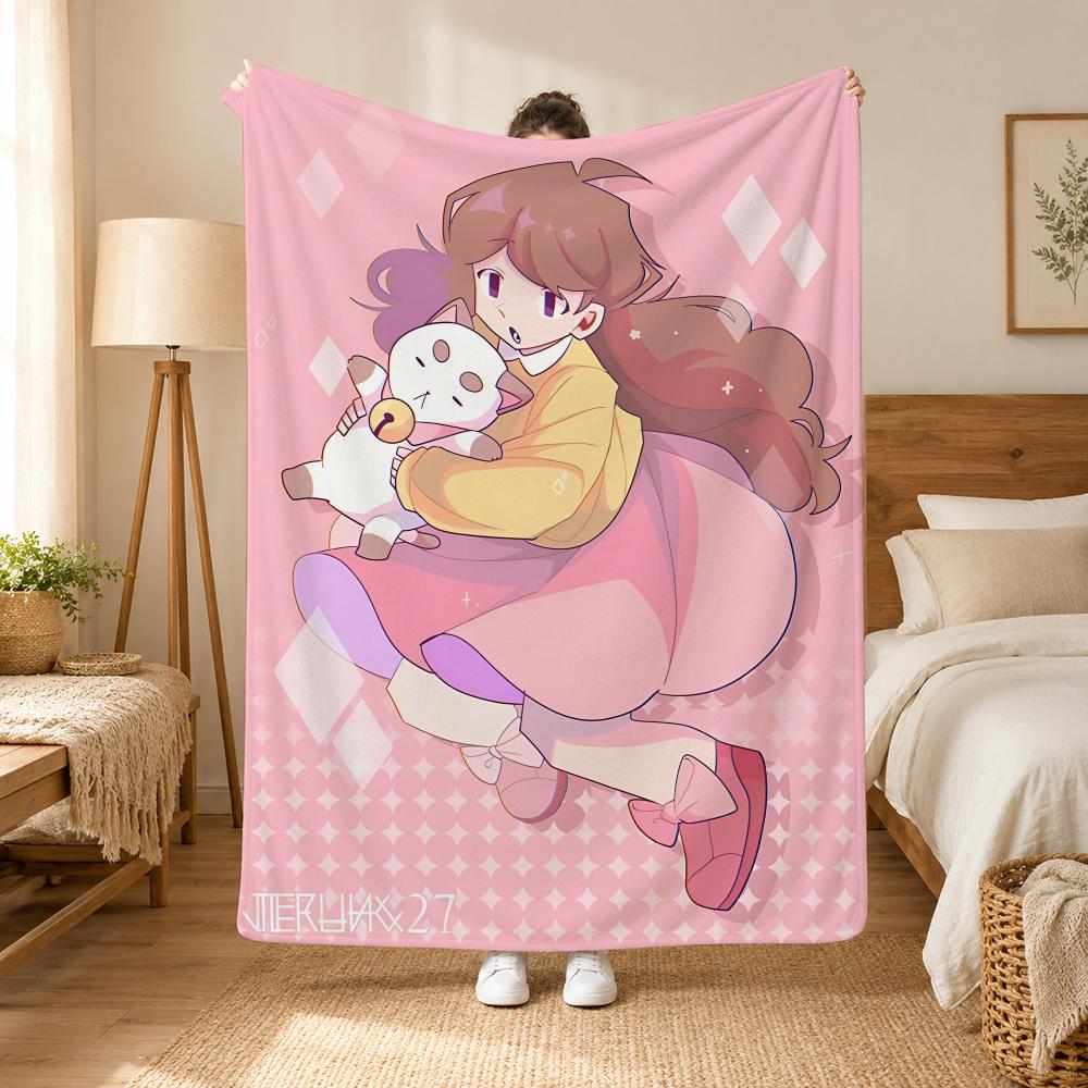 Coperta in flanella Bee and PuppyCat Animation Series, 240g, adatta per divani, letti, uffici, squisite coperte regalo