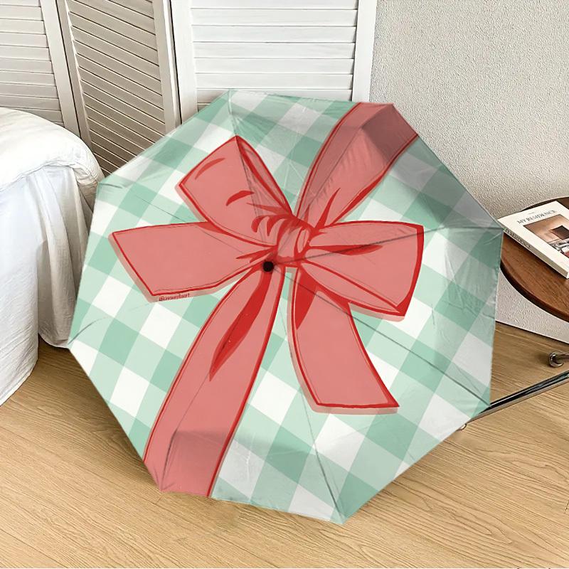 

1pc Bow Ribbon Automatic Folding Umbrella, 8-Rib Durable Frame, Durable Foldable Design - Elegant Gift for Commute yy251210063