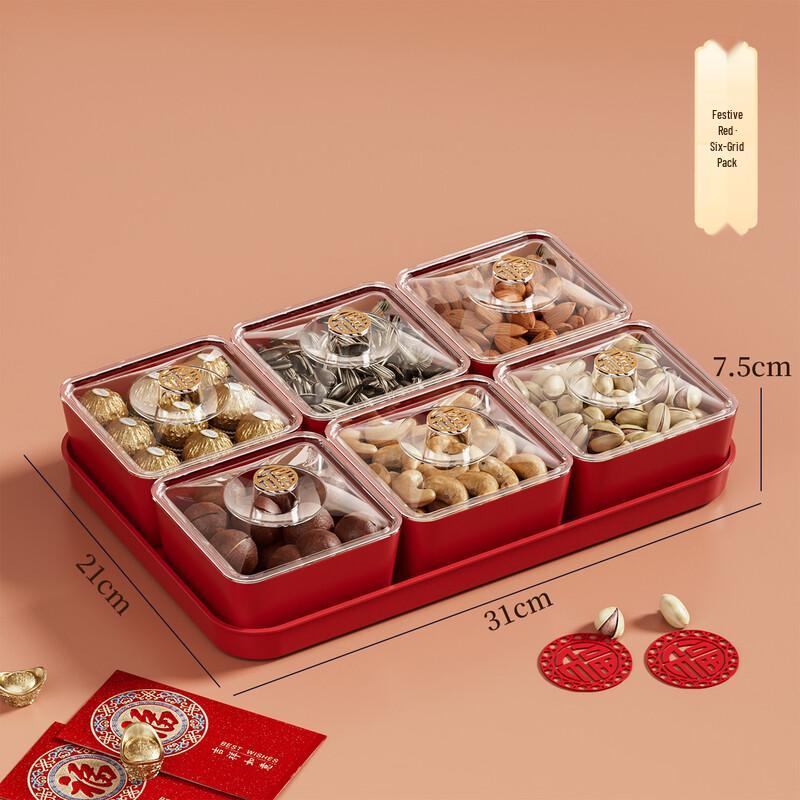 ZISIZ Ceramic Divided Snack Box with Tray