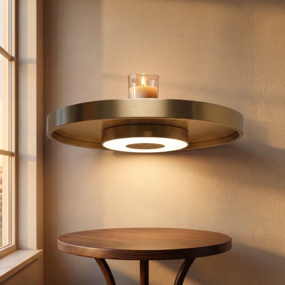 Built-in LED Lights Floating Wall Shelf Invisible Bracket Wall Mount Shelf Living Room