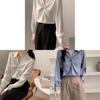 Spring White Satin Tiefront Shirt For Women With 3d Pattern And Vintage Style