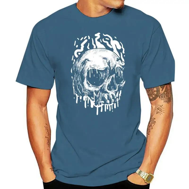 Dripping Skull T-Shirt S-5Xl Screenprinted Rock Mens Punk Goth Metal Grunge Retro Tee Shirt