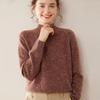 Women's Cashmere Floral Raglan Sweater, Double-Ply, Half-High Collar, Luxurious Knit