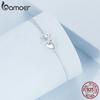Bamoer 925 Sterling Silver Jewelry Forever Love Heart Double Chain Bracelet Friendship Adjustable Charm Bracelet Gift for Women