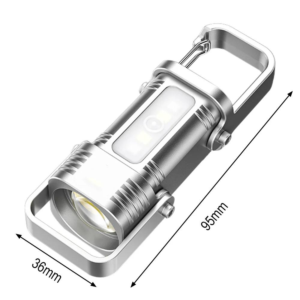 Multifunctional Keychain Flashlights USB Rechargeable Mini Flashlight  Outdoor Hiking Camping