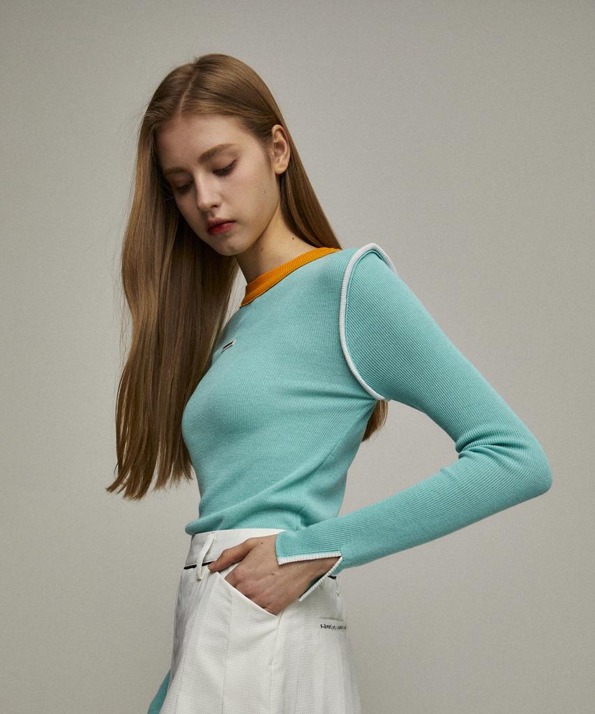 KANDINI Mint Color Block Linen Knit