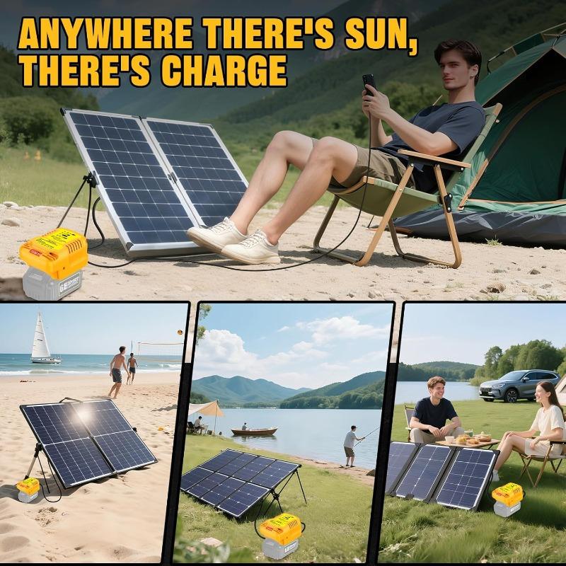 Solar Charging Adapter for Dewalt 18/V20V Batteries DC 18V/20V 4A Portable Battery Charger for Outdoor Work and Camping DCB180