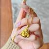 Diamond-Encrusted Smiling Maitreya Buddha Pendant Necklace - Gold With Sand Inlaid Diamonds, Women's Collarbone Chain