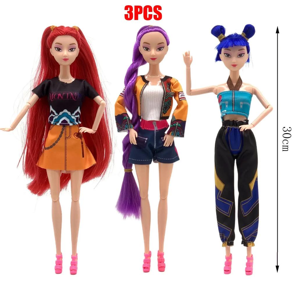 Kpop Cacciatori di Demoni Set Giocattolo Bambola Azionabile 30cm Rumi Mila Zoe - Plastica Fai da Te Regalo di Compleanno per Bambini Ragazze Tema Halloween&