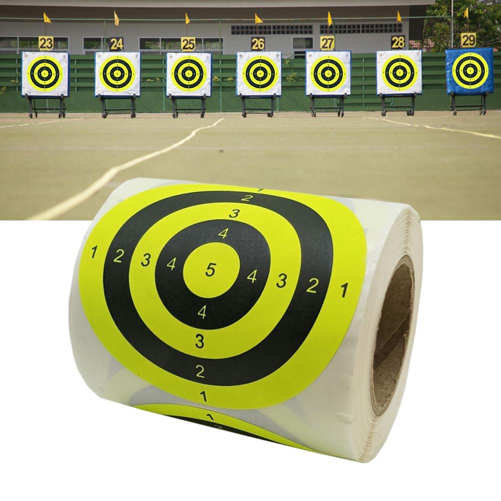 1 Roll 3 Inch 200Pcs Shooting Aim Pasters Round Fluorescent Self Adhesive Shooting Aim Labels Stickers with Numbers
