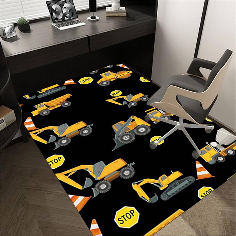 1PC construction vehicles stop signs Extra Large Non-Slip Floor carpet, Office, family, bedroom, Studio - Large Area RugJ0412