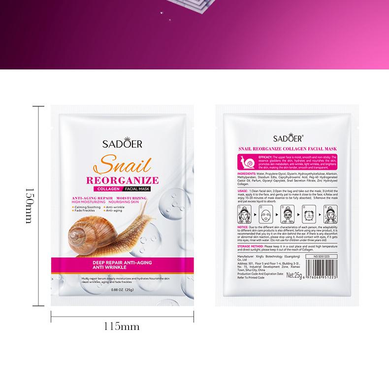 Sneglemaske 25g Kollagen Fugtgivende Fugtgivende Fugtgivende Tabletter