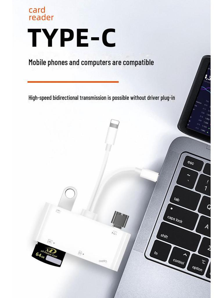 Apple Typ-C Multi-Kartenleser: XD, MS, CF, TF, SD, USB und Festplattenerweiterung für mobile und Computergeräte