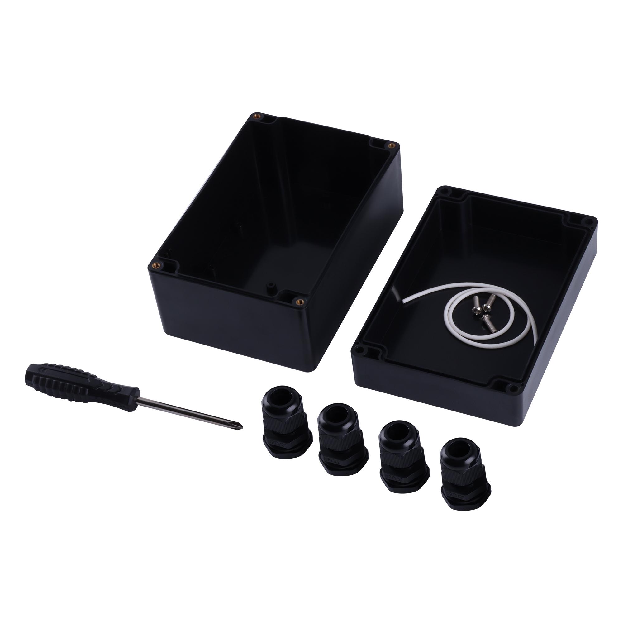 

Black Junction Box ABS Plastic Outdoor Dustproof Waterproof IP65 Universal Electrical Boxes Project Enclosure With Accessories