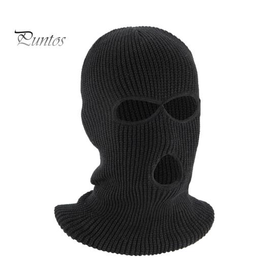 

Зимний велосипедный головной убор, однотонная 3-дырочная термошапка для холодной погоды, теплая вязаная шапка для активного отдыха чёрный