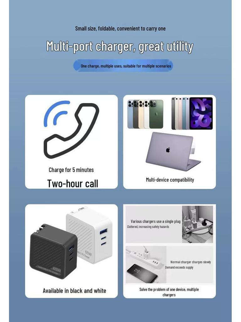65W GaN PD Fast Charge Mini Mobile Charger