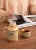 Ancient Lotus Woven Stem Thermos & Teacup Set - Ceramic Insulated Pot with Retro Mute Design, Ideal for Business Gifts and Souvenirs.