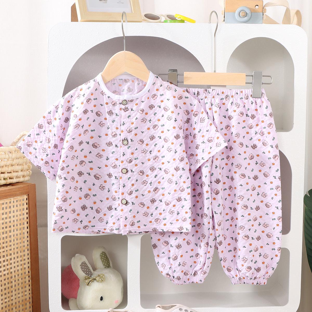 

Kids Summer Short-Sleeve Set: Lightweight, Breathable Homewear for Infants and Toddlers Size 80