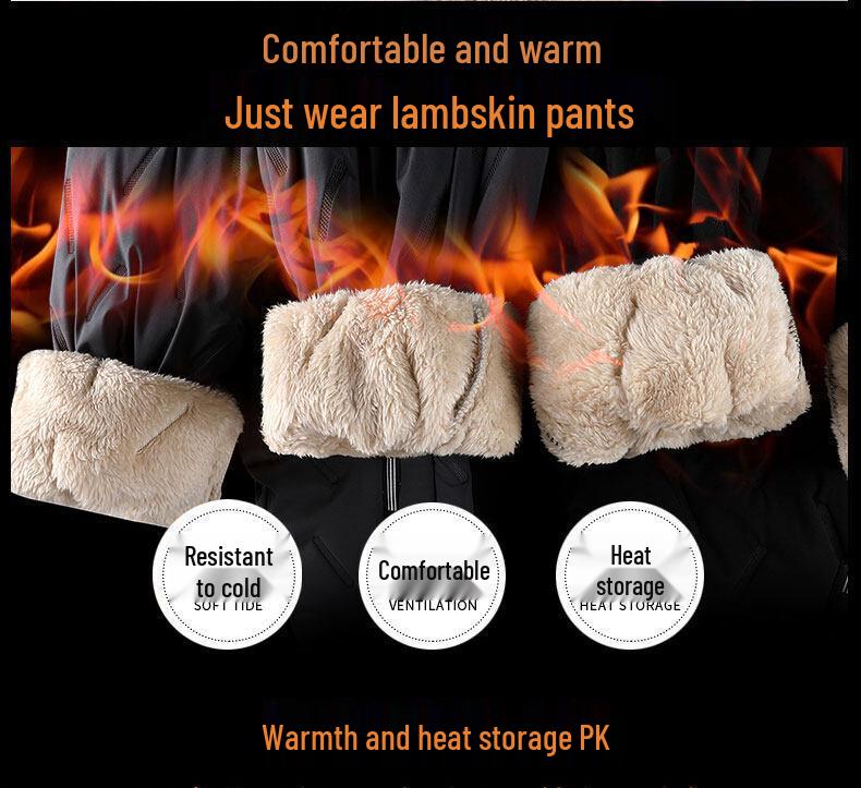 Men's Lambswool Lined Joggers: Casual, Warm, Loose-Fit Cotton Pants for Autumn and Winter.
